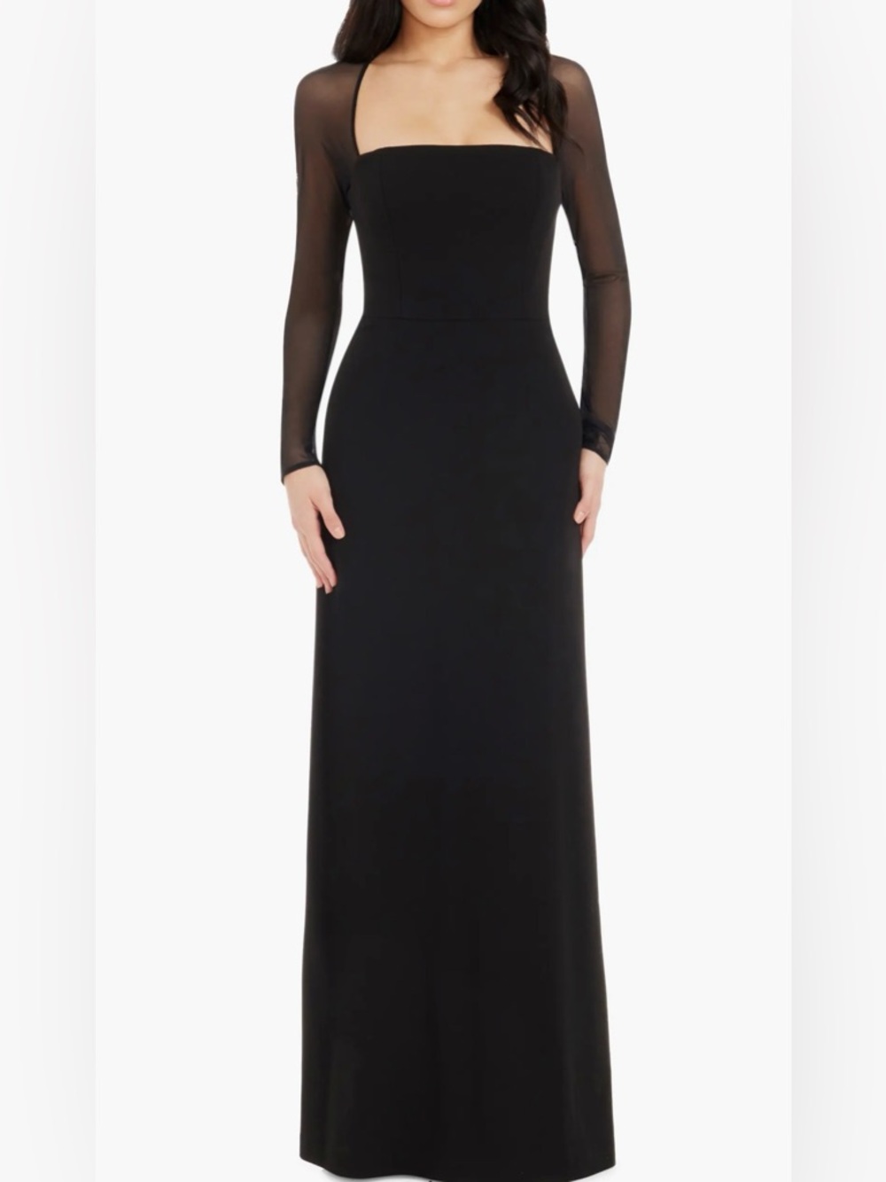 Dress the Population Maxwell Long-Sleeve Square Neck Gown, XS